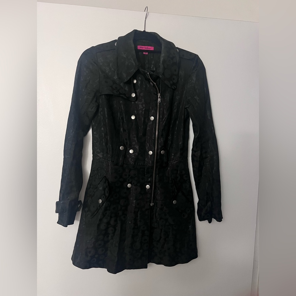Betsey Johnson Black Animal Print Coat